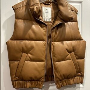Abercrombie & Fitch Tan leather Puffer Vest size medium